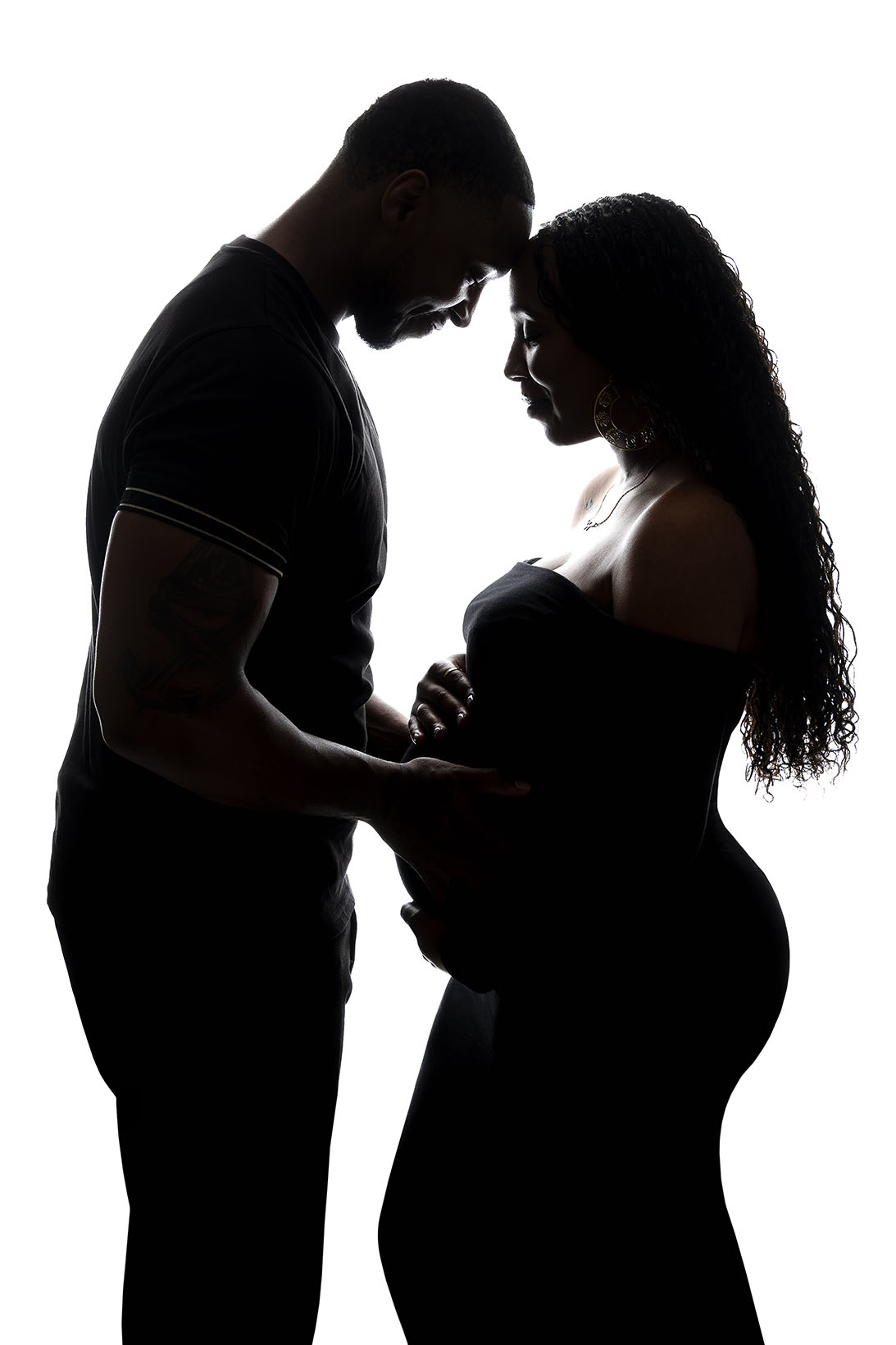 fine art studio silhouette pregnant couple
