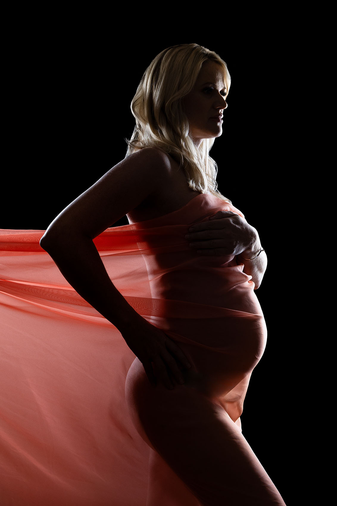 fine art maternity portrait in studio