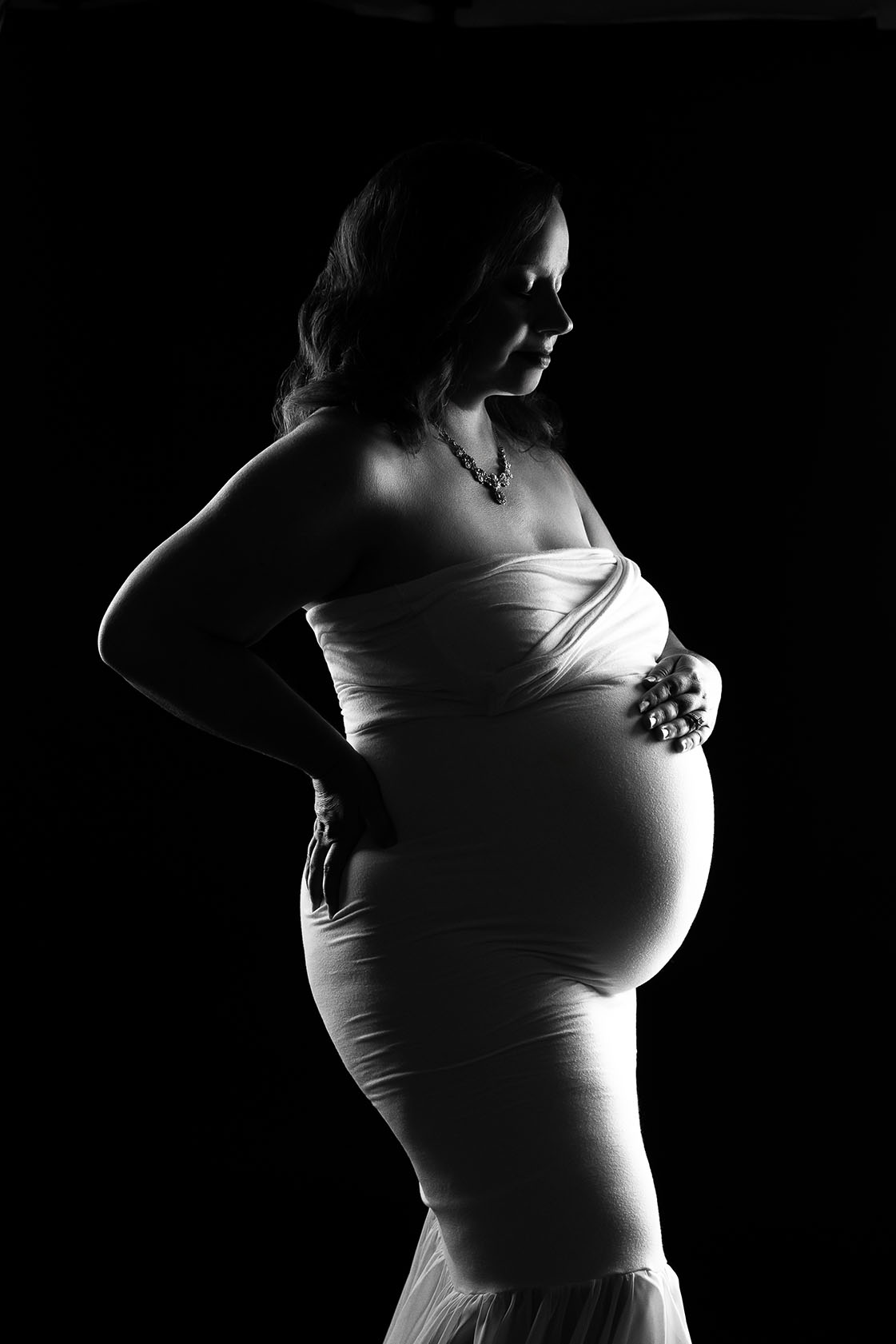 black ad white fine art studio maternity photo